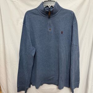 Polo Ralph Lauren Medium Blue Qtr-Zip Pullover with Logo, XL